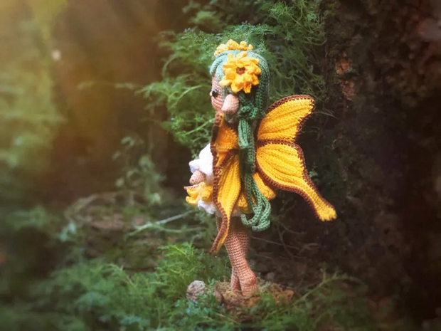 crochet pattern Sunflower Fairy doll