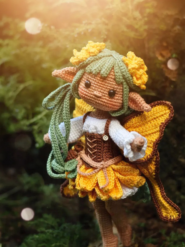 crochet pattern Sunflower Fairy doll
