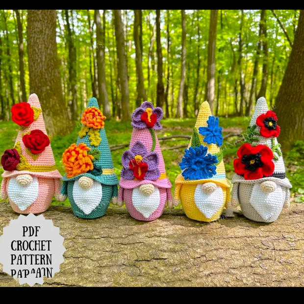 5 in 1 Flower gnomes crochet pattern