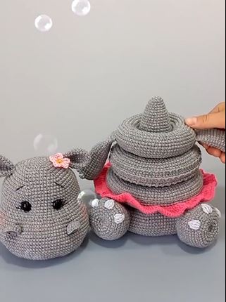 Hippo stacking toy crochet pattern