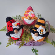 Set of 3 crochet pattern, Garden gnomes, Ladybug gnome crochet pattern, Gnome with butterfly