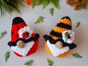 Set of 3 crochet pattern, Garden gnomes, Ladybug gnome crochet pattern, Gnome with butterfly