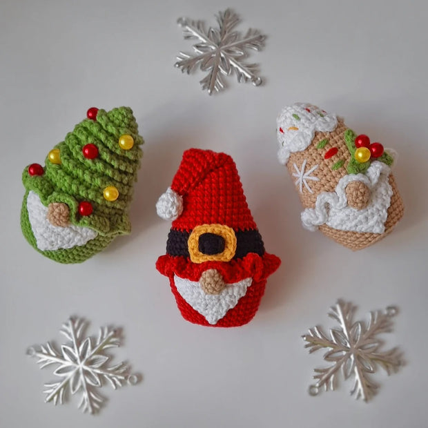 Set of 3 crochet pattern Christmas gnomes