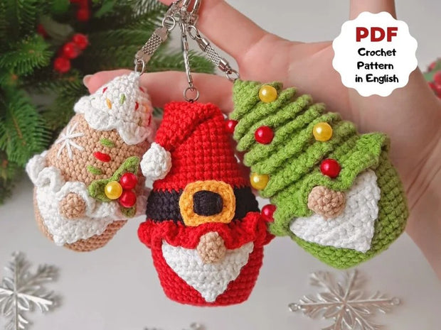 Set of 3 crochet pattern Christmas gnomes