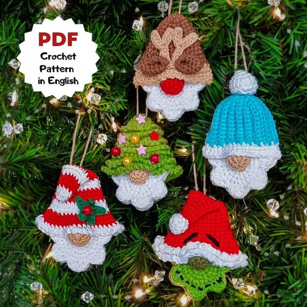 Set of 10 crochet Gnome pattern