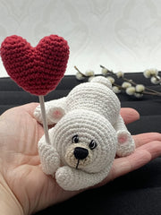 Crochet pattern adorable Valentines Bear holding your heart