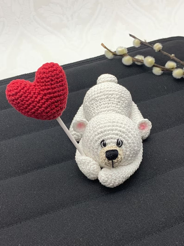 Crochet pattern adorable Valentines Bear holding your heart