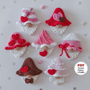 Set of 7 gnome with hearts