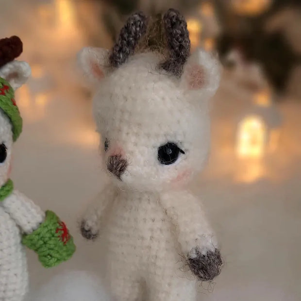 3 baby animals in cute Christmas hats and mittens pattern