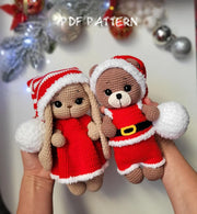 Amigurumi Christmas pattern bundle bear and bunny Christmas Crochet Pattern