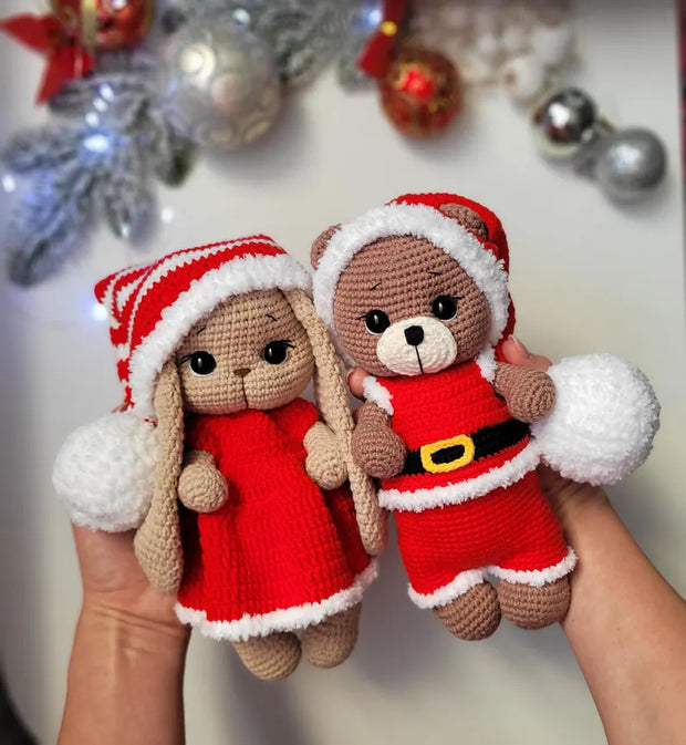 Amigurumi Christmas pattern bundle bear and bunny Christmas Crochet Pattern