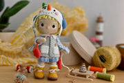 Crochet pattern for doll Fanny in Snowman costume